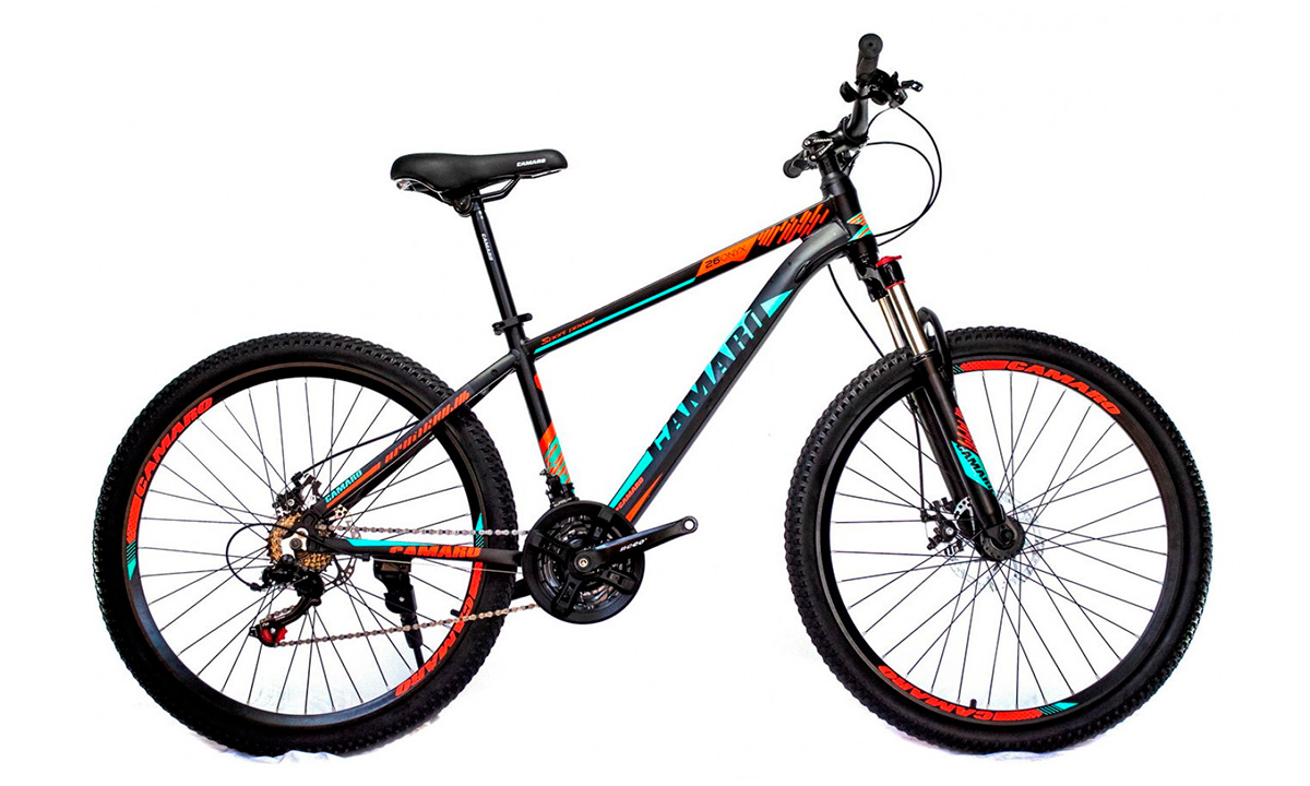 Фотография Велосипед CAMARO Onix 26" 2021, размер XS, черно-оранжевый